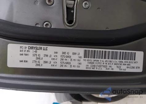 2009 Dodge Ram 1500 Slt/Sport/Trx z USA, uszkodzony, nr VIN 1D3HB13T49S770929